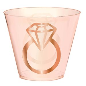 Pink wedding & ring plastic cups 9oz 30pcs
