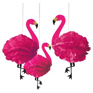 Flamingo fluffy decorations 19.5in 3pcs