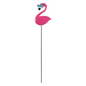 Flamingo with sunglasses metal yard stake