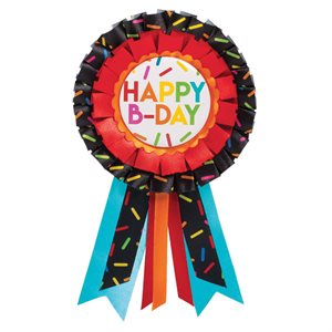 Black & colourful Happy B-day award ribbon