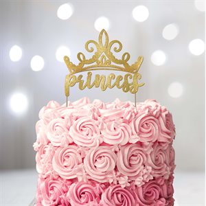 Glitter gold crown & princess cake decoration