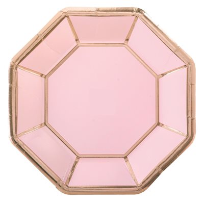 Pink wedding octagonal plates 10in 8pcs