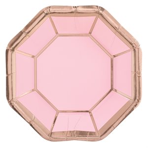 Pink wedding octagonal plates 7in 8pcs
