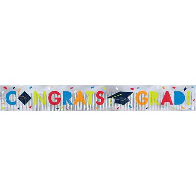 Colourful congrats grad fringe banner 5ftx8in