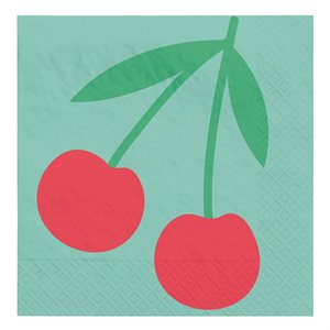 16 serviettes à breuvage cerise Tutti Frutti