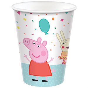 8 gobelets 9oz Peppa Pig fête confettis