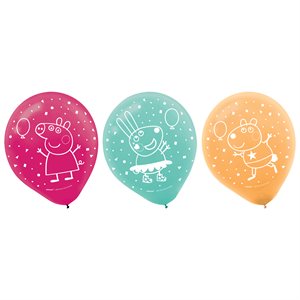 6 ballons en latex 12po Peppa Pig fête confettis