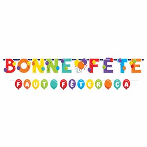 Colourful balloon "bonne fête" banner kit 2pcs