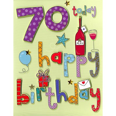 Géante carte de souhait "70 today happy birthday"