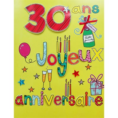 Géante carte de souhait 30 ans joyeux anniversaire