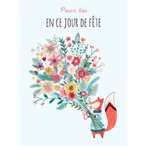 Giant greeting card fox & flowers "pour toi en ce jour de fête"