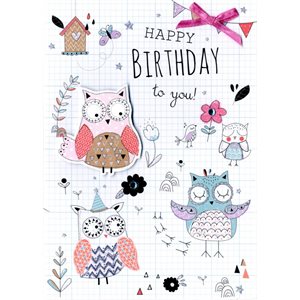 Giant greeting card owls happy birthday to you!