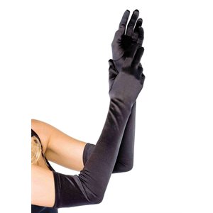 Black extra long satin gloves
