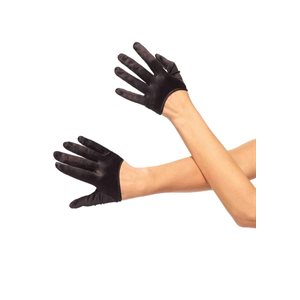 Black short satin gloves