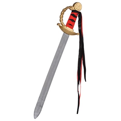Antique pirate sword with red & black ribbon 19in