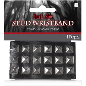 Black faux leather stud wristband