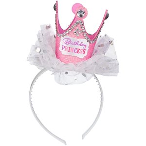 Birthday princess pink crown on headband