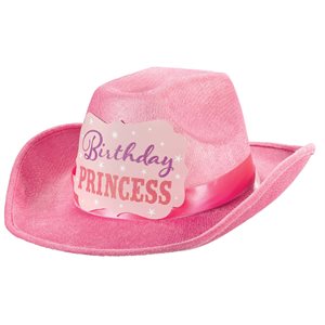 Birthday princess pink velour cowboy hat