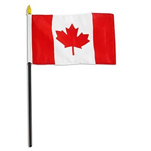 Mini Canada flag 4x6in on 11in plastic stick