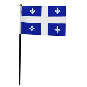 Mini Quebec flag 4x6in on 11in plastic stick