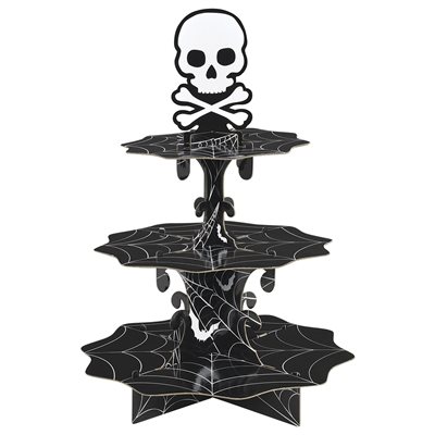 Black & white skeleton 3 tier cupcake stand