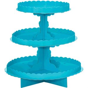 Caribbean blue 3 tier cupcake stand with borders