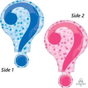 Pink & blue question mark supershape foil balloon