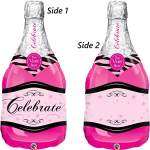 Pink champagne bottle supershape foil balloon