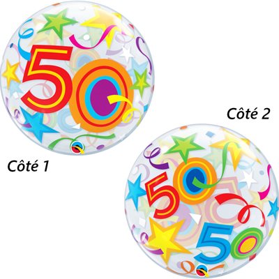 Ballon bulle clair 50e anniversaire coloré